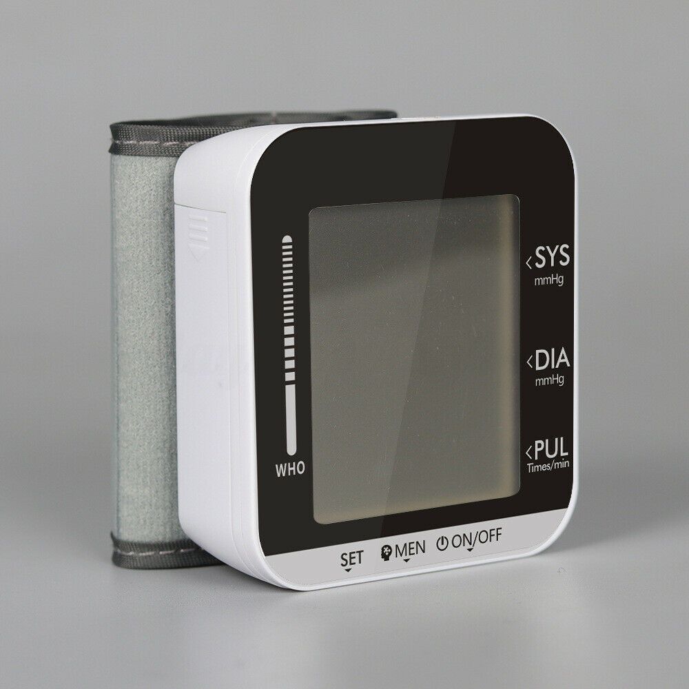 Sndway automatisk digitalt håndleds blodtryksmåler engelsk elektrisk tonometer blodtryksmåler pr oximeter ældre sund pleje: Sort