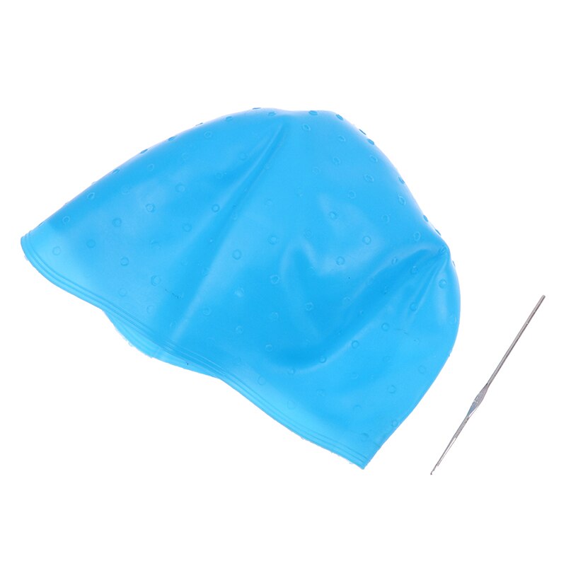 1 Pcs Blauw Siliconen Haar Hoogtepunten Cap Met Naald Haarkleuring Cap Haar Verven Gereedschap Voor Kapper Salon