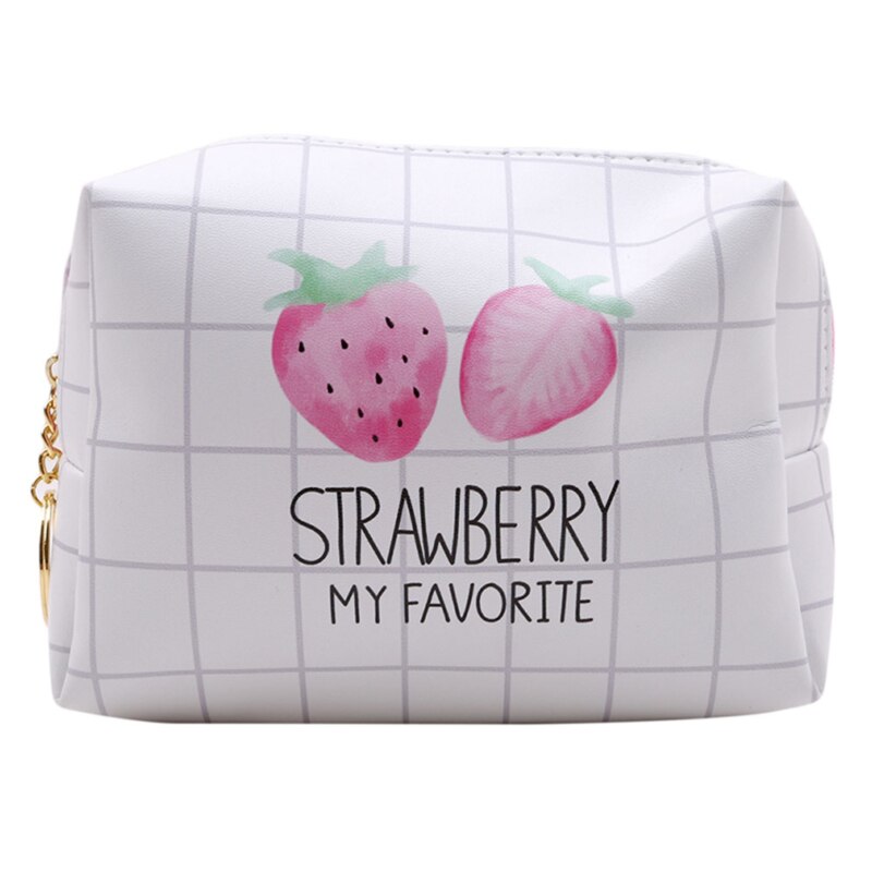 Trousse de toilette coréenne à motif fraise, grande capacité, exquise, rangement, petite, fraîche et douce, avec boucle en métal, trousse de toilette portable: Deux fraises