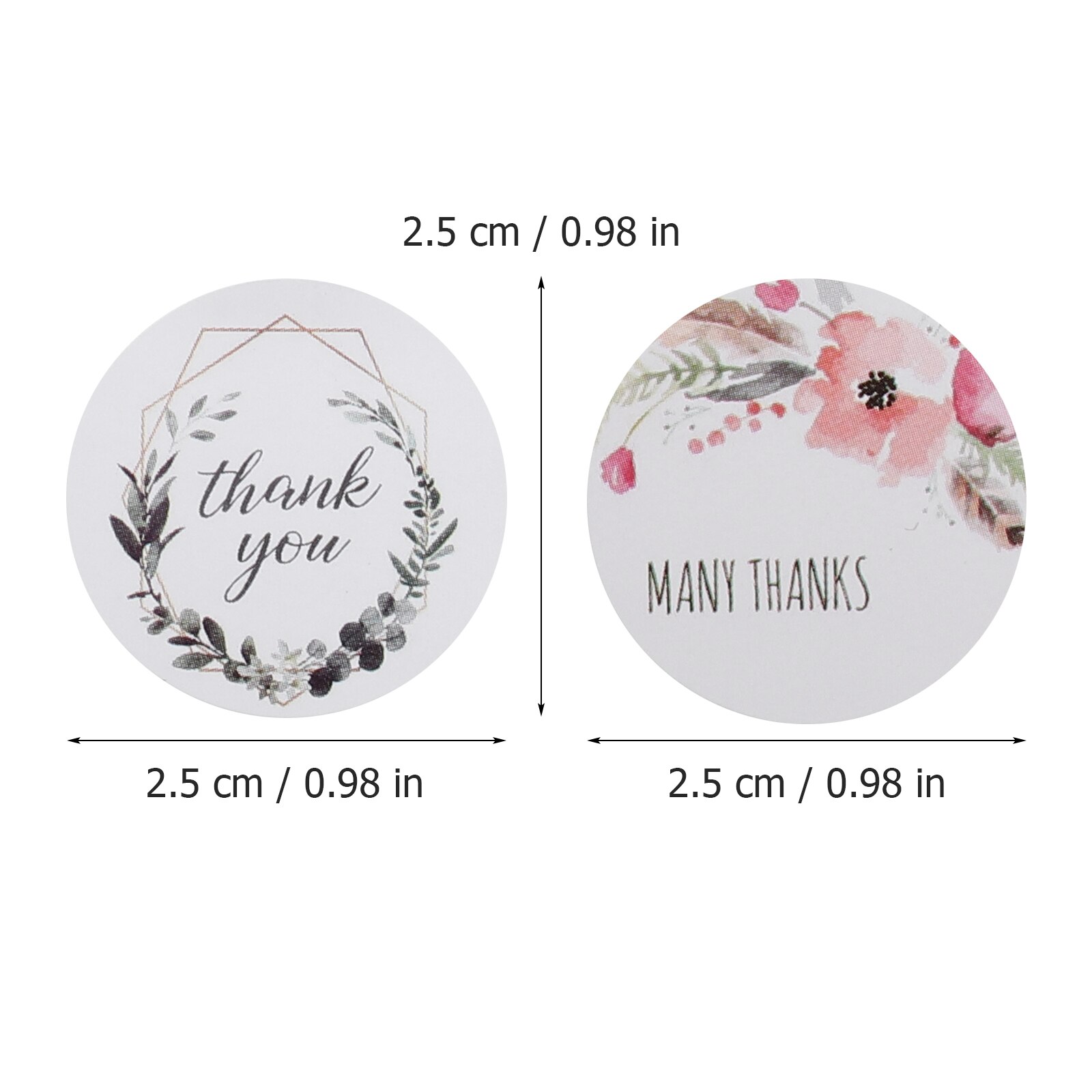 2 Rolls Thank You Tag Sticker Flower Label Wrapping Decals Sealing Stickers