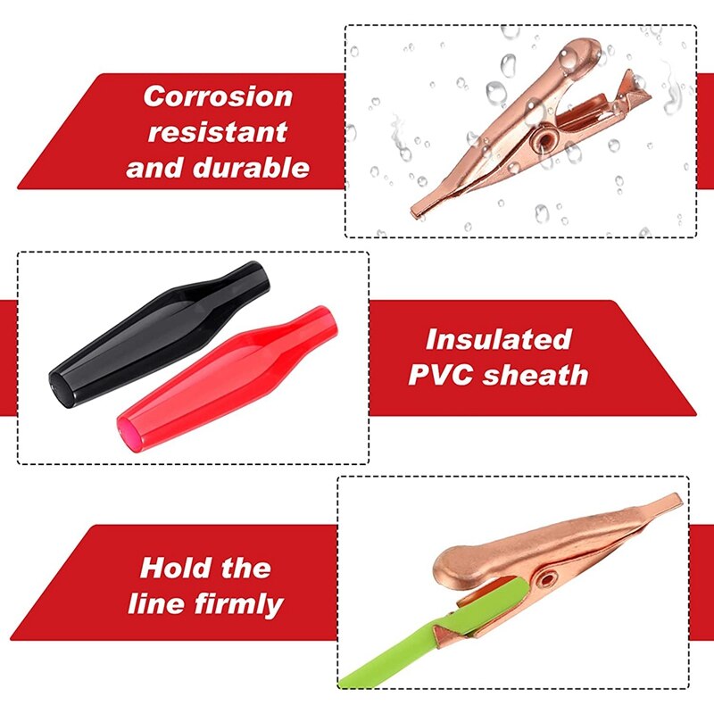 20 Mini Tandeloze Alligator Test Clips, Massief Koperen Clips Elektrische, 5Amp Met Beschermende Isolatie Cover Voor Soldeer