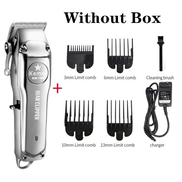 Kemei-1996 Barber Shop Rechargeable Hair Clipper All Metal Electric Hair Trimmer Men Beard Trimmer Haircut Machine: 1997 Without Box / US Plug