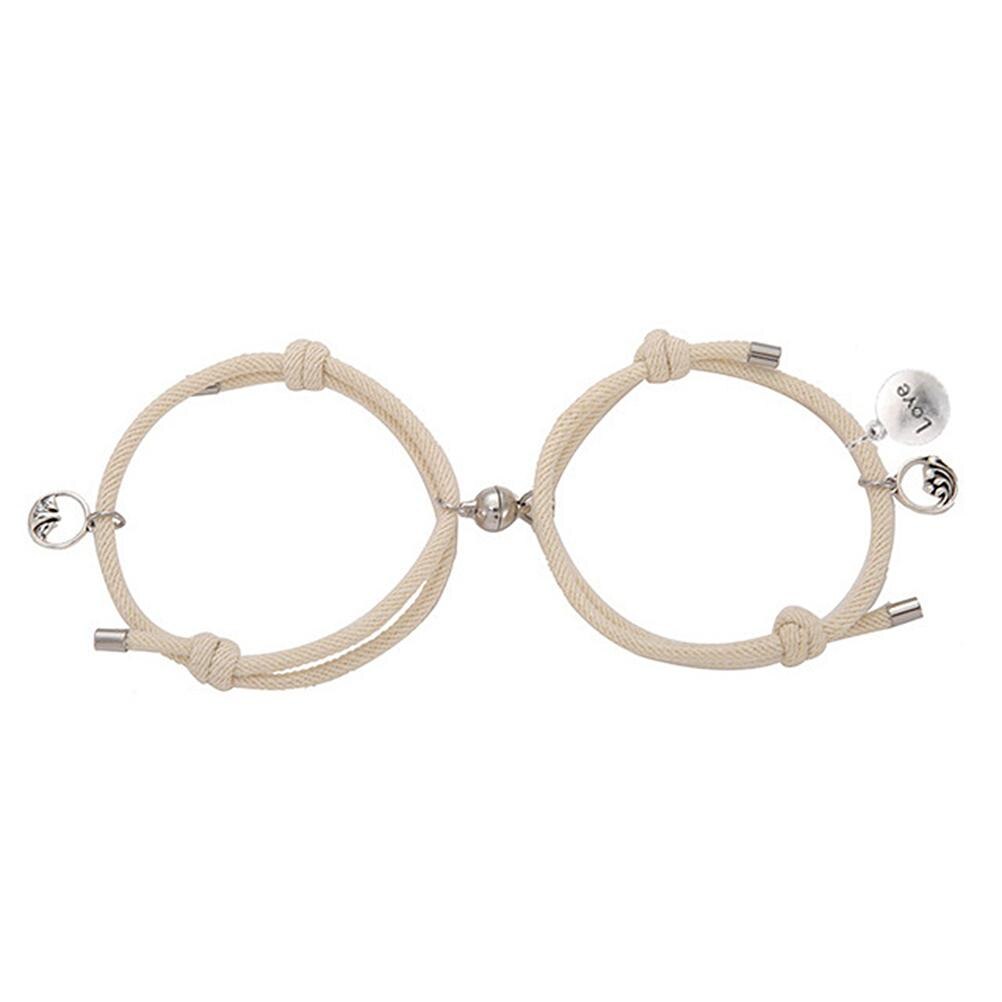 Paare Armbinde einstellen Magnetische Anziehung Beziehung Einstellbare Ewige Armbänder für Frauen Männer Freund Freundin Liebhaber: d