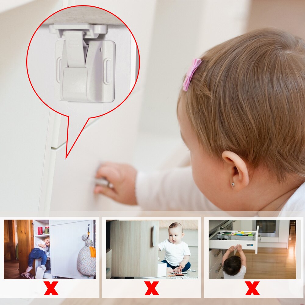 EUDEMON-serrure magnétique pour enfants, 8 pièces, verrouillage de sécurité pour bébés, serrure de porte d'armoire à tiroirs, Protection Invisible pour enfants