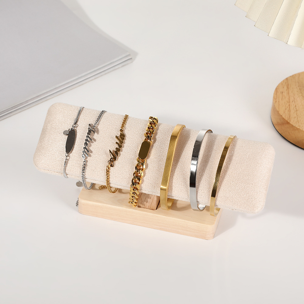 Hoogwaardige houten armbandenstandaard met fluwelen pu-oppervlak, sieradenhouder, oorbellenhouder, sieradenorganizer.: Rood