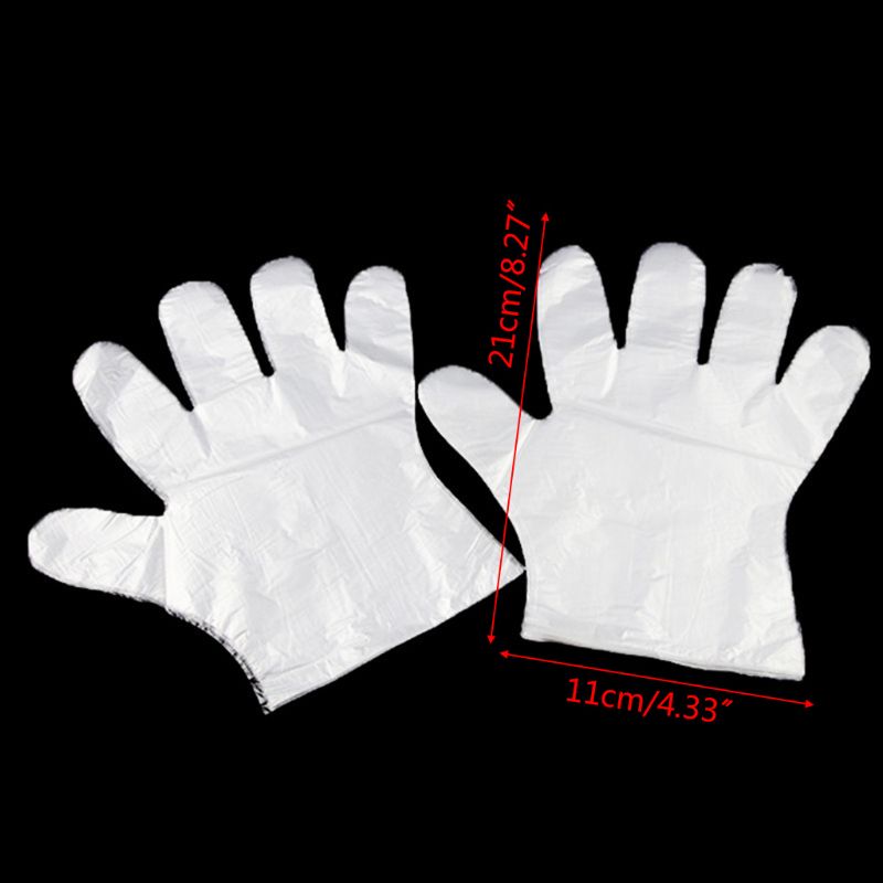 100Pcs di Plastica Usa E Getta In Polietilene Trasparente Guanti H55B