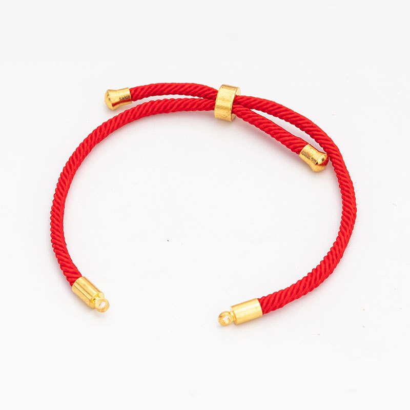 5 stk/parti 3mm svart rødt tau tilbehør justerbar lenke kjede for gjør-det-selv-koblinger sjarm armbånd smykkefremstilling: Rødt og gull