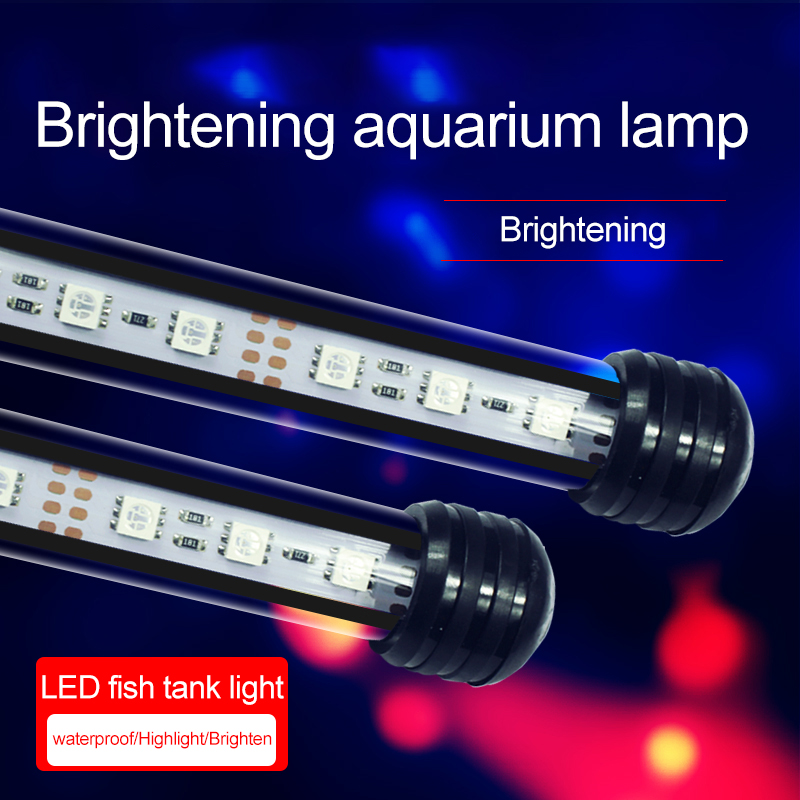 LED Aquarium Fish Tank Light Waterproof Bubble Pump Bar Light 19/29/39/49CM Underwater Aquarium Lamp Aquariums Decor Lighting EU