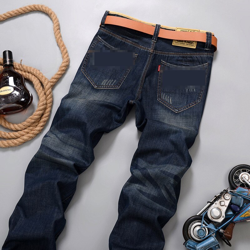 Summer Men Elasticity Jeans Loose Men's Denim Pants Business Casual Male Straight Trousers