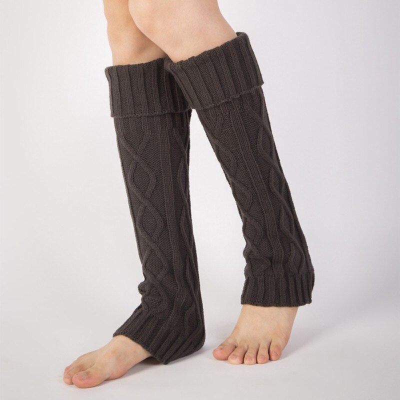 Polainas de lana de Punto Calientes en la sección larga del conjunto de botas de rombos conjunto de pies de otoño e invierno pilas de medias legwarm