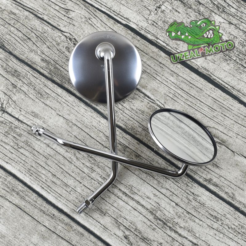Positive Thread 10mm Vintage Motorcycle Universal Round Stainless Steel Rearview Mirrors for GN125 CG
