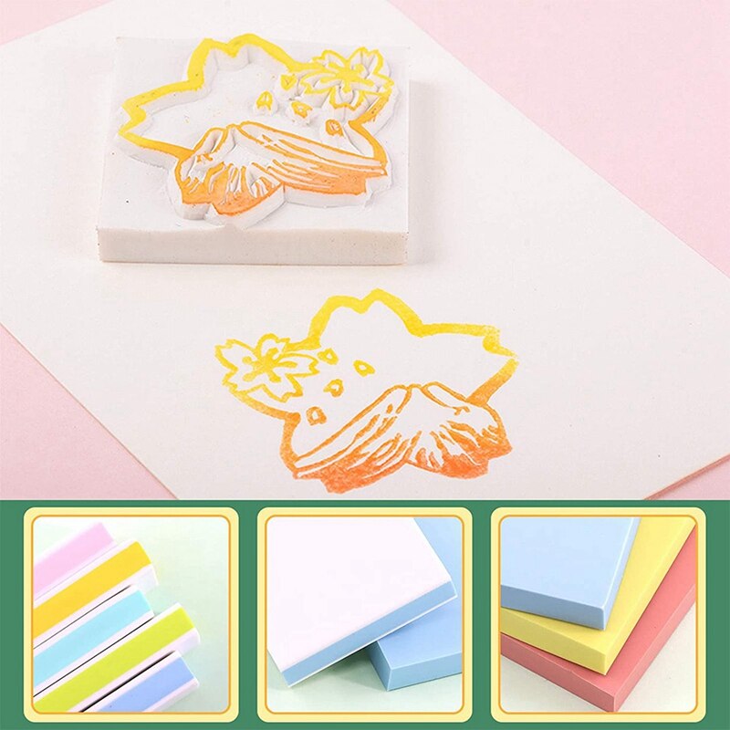 13 Pcs Rubber Stamp Carving Blocks Kit with Rubber Carving Block,Carving Tools for Creating Artistic Print,Card Crafting