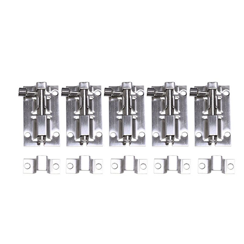 5Pcs 2 Inch Lengte Rvs Deurslot Sliding Lock Barrel Bolt Zilver: Default Title