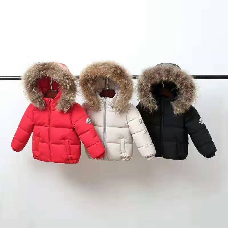 Pojkar vinterjacka vinter barnkläder dunjacka pälskrage pojkar och flickor tjock kappa kort