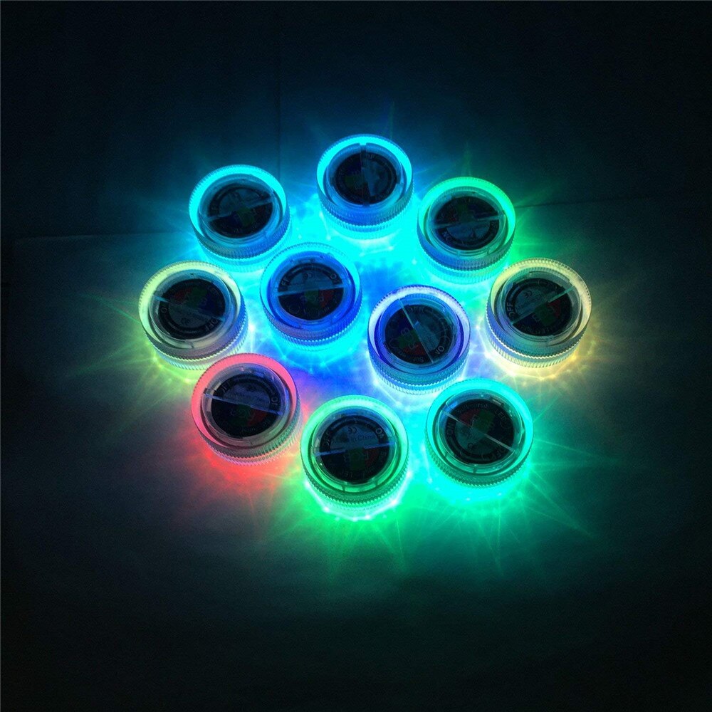 10Pcs/lot Mini Submersible Led Lights with Remote Waterproof Underwater Led Tea Lights Vase Pool Pond Decoration Lighting