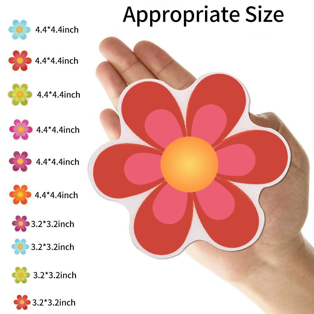 10pcs Bathtub Stickers Colorful Flower Anti-Slip Self-adhesive Sticker Decals for Bathroom Bath Tub Shower Surfaces