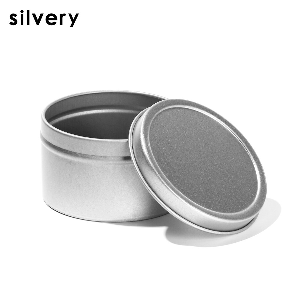 Caja de almacenamiento de 100Ml, frascos redondos de Metal para velas, contenedores vacíos de cera, fabricación de velas, molde para latas, 1 unidad: silver