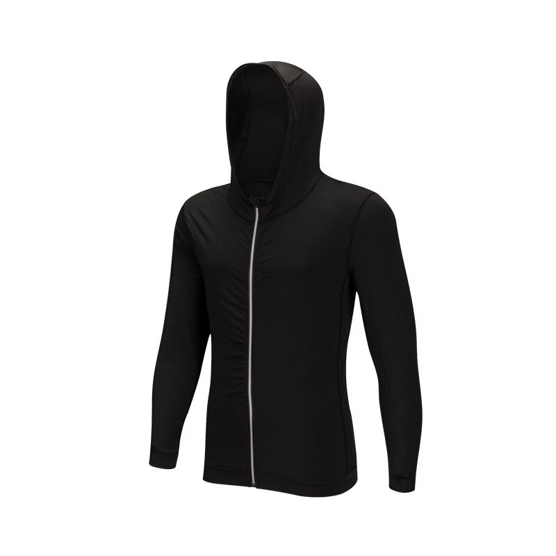 Men Hooded Running Coat Reflective Zipper Fitness Gym Exercise Coat Male Sweater Basketball Sportswear Training Clothes: 4XL / Black