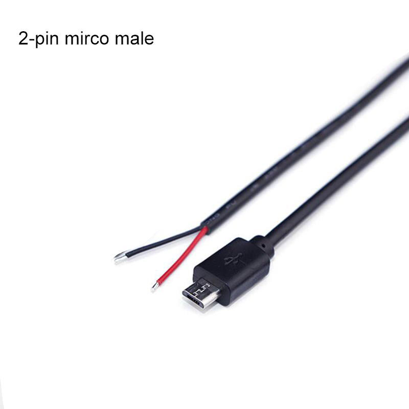 2 4 núcleos 0,3 M USB 2,0 tipo A macho hembra 2 pines 4 pines micro USB DIY conector reparación Cable de soldadura adaptador de fuente de carga de energía: Marfíl