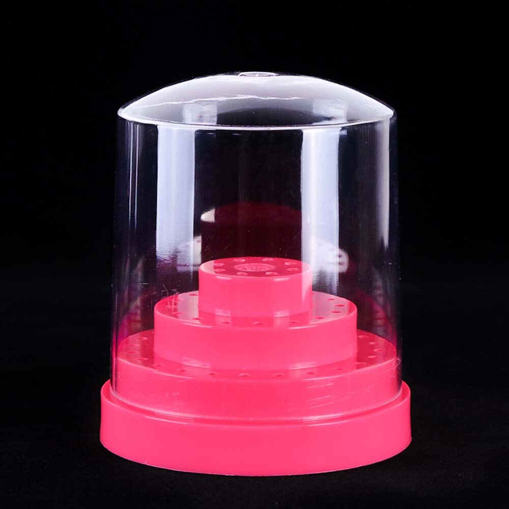 48 Holes Acrylic Nail Drill Bit Storage Box Manicure Cutters Stand Display Holder Nail Drill Container Case Nail Art Tools SA734: Pink