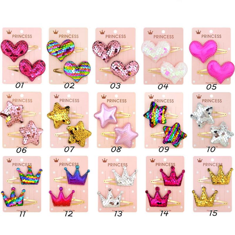 15 farben Haar Stift Baby Mädchen Kind Headwear Haar Zubehör Haarnadeln glänzend Krone Herz Stern Haar Clips Neue Jahr der freundlicher