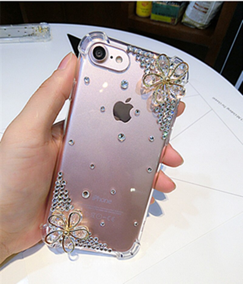 XSMYiss Voor iphone X XS MAX XR Luxe Bling Strass Diamant Bloem Anti-val Case Cover Voor iphone 6S 7 8 PLUS Case