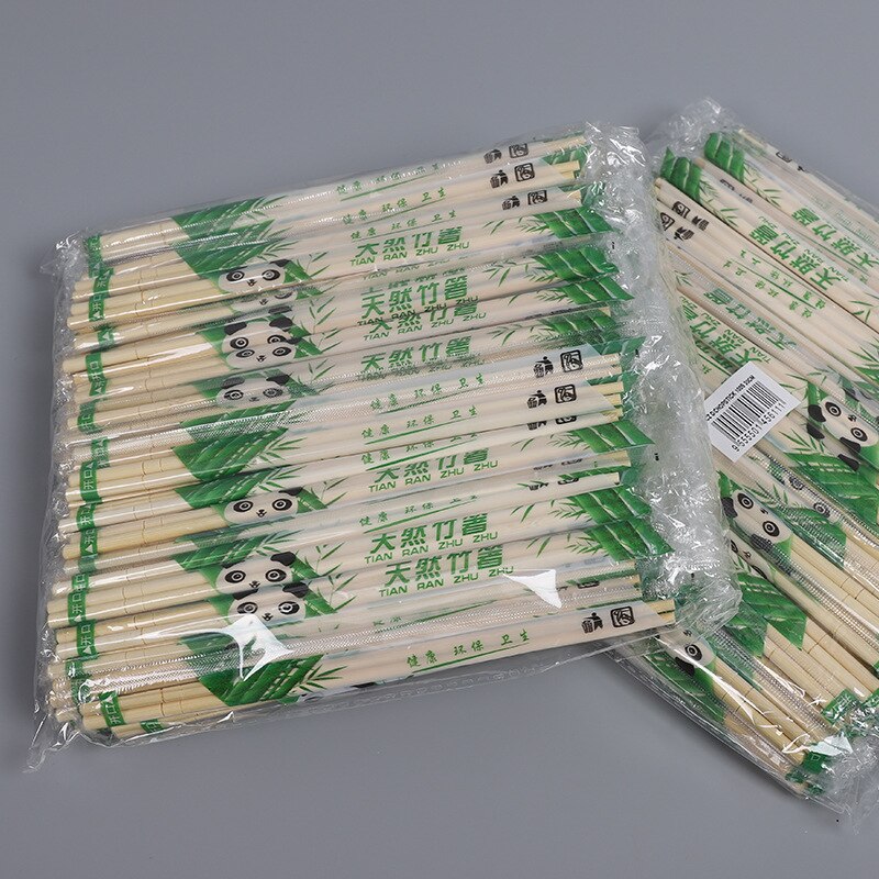 Visuele Touch 100Pairs Chinese Wegwerp Bamboe Houten Eetstokjes Restaurant Individuele Pakket Hashi Sushi Eten Stok Servies