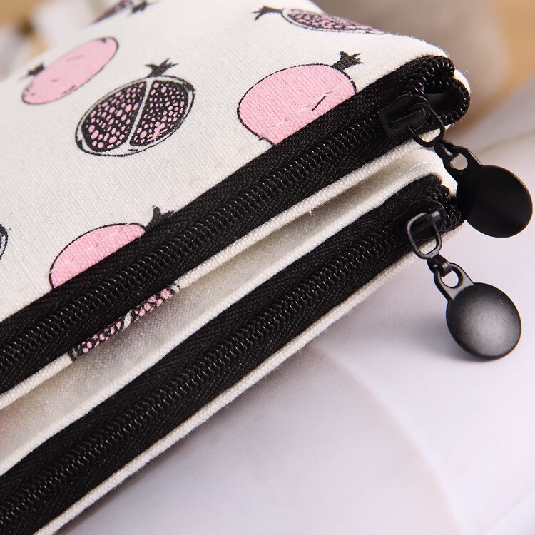 Canvas Fabric Coin Purse Bag For Women Girl Zip Wallet Fruit Pattern Small Case Pouch Holder Mini Zero Purse