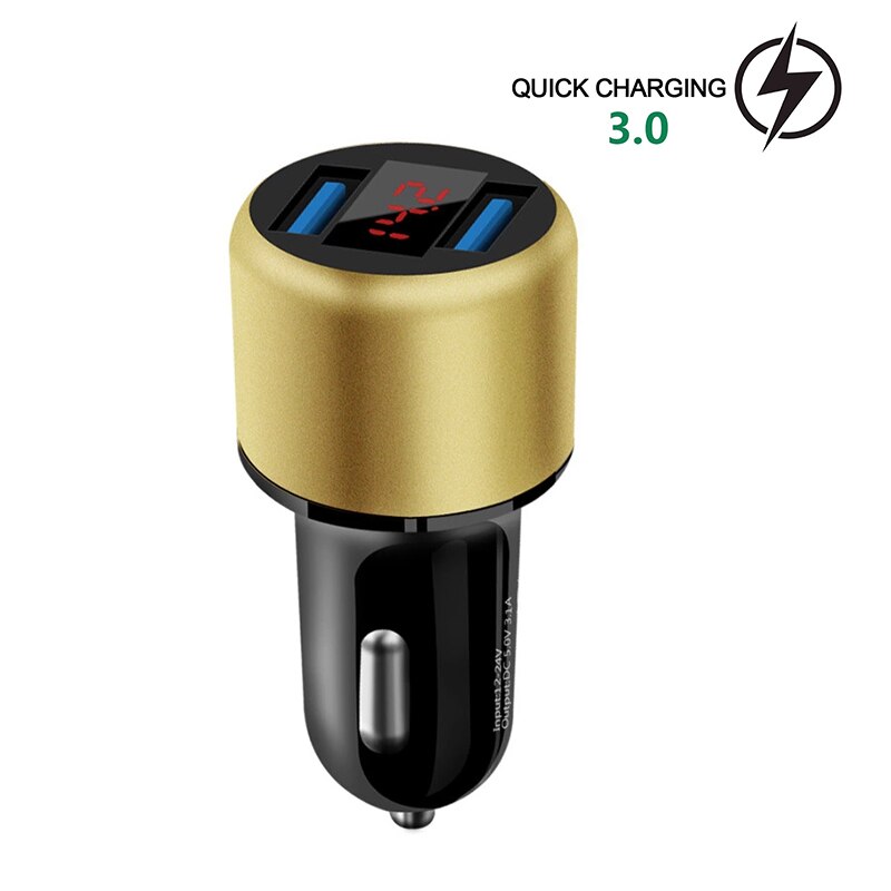 USB Car Charger for Phone 3.1A Dual USB Fast Charge Smart Protection Cigarette Socket with LCD Display Mini Car-Charger Adapter