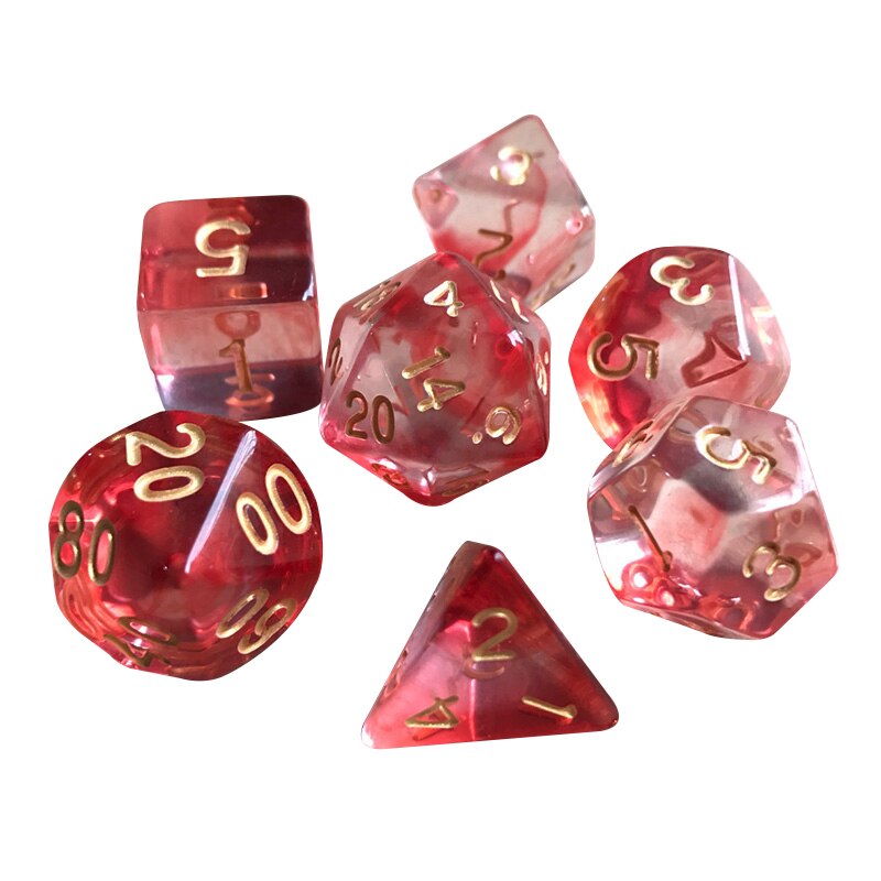 7 unidades/juego de dados de gema, juego de mesa de dos colores, multifacético, juego de dados geométricos MSU88: Red