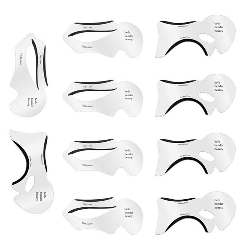 Delineador de ojos, plantillas para sombras de ojos, 10 unidades/conjunto, plantilla para delinear ojos con alas, modelos de conformación de la plantilla, herramientas, plantilla para cejas, herramienta de maquillaje: Default Title