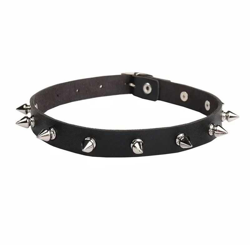 Gargantilla de cuero PU Punk para mujer, cadena de Rock Hip Hop, collar con remache de pentagrama de corazón, accesorios de joyería creativos para