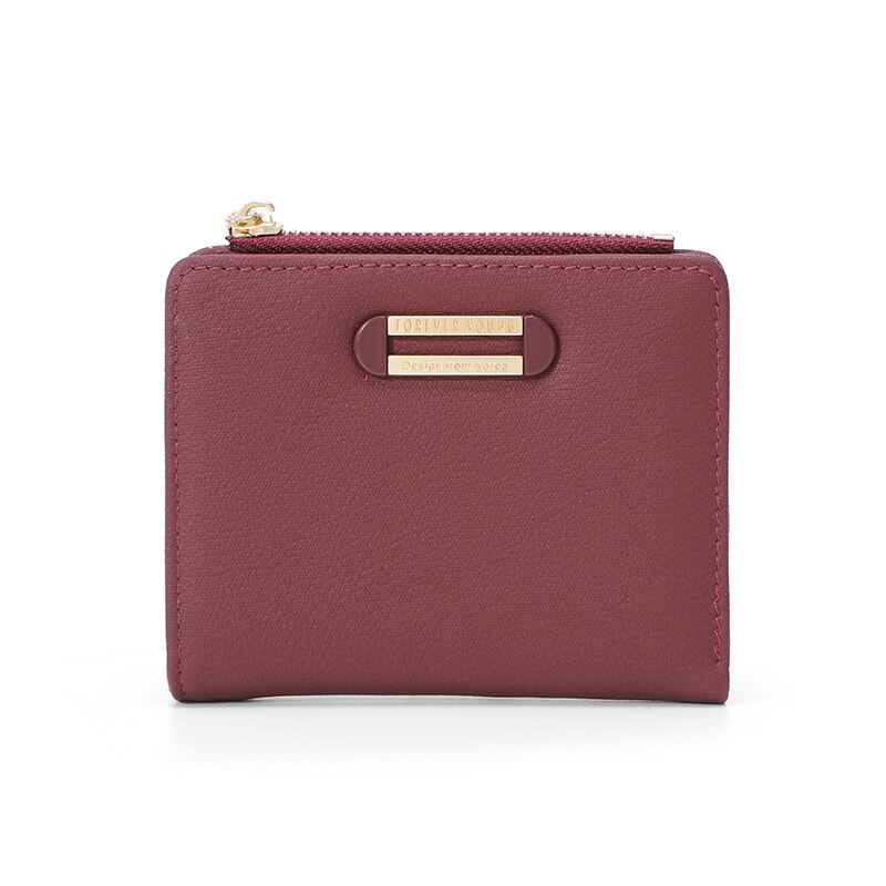 WEICHEN Brand Small Wallet For Women Card Holder Zipper Coin Purses Ladies Slim Wallet Female Purse: Burgundy