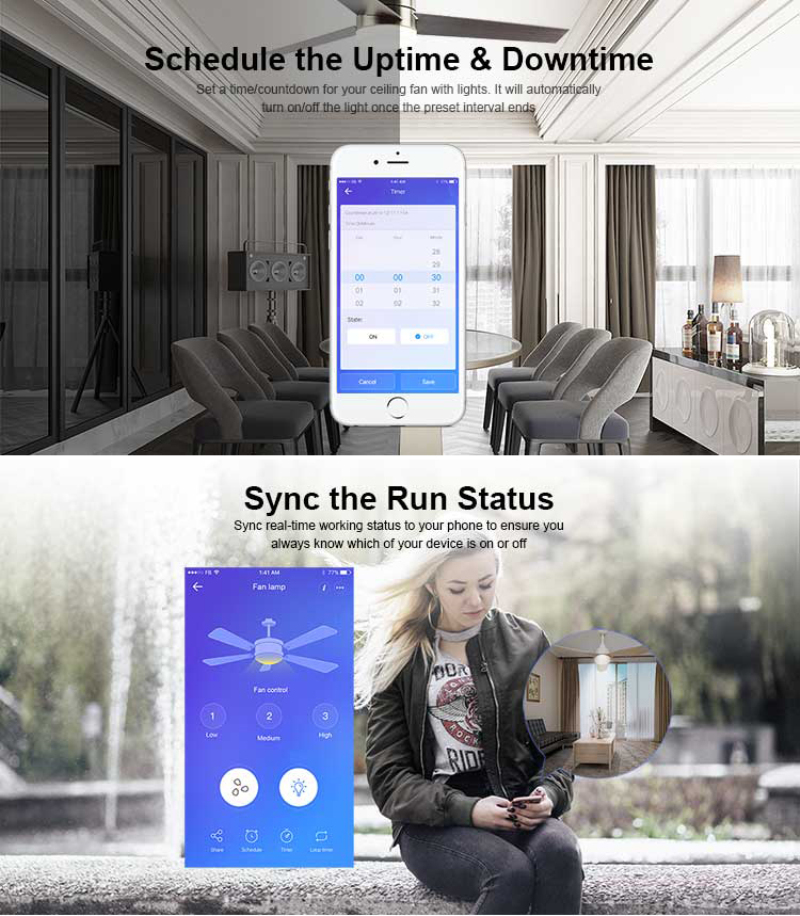 Sonoff ifan 04 l/ h wifi takvifte og lysbryter kontroller støtte 433 mhz rf fjernkontroll smart hjem via alexa google hjem