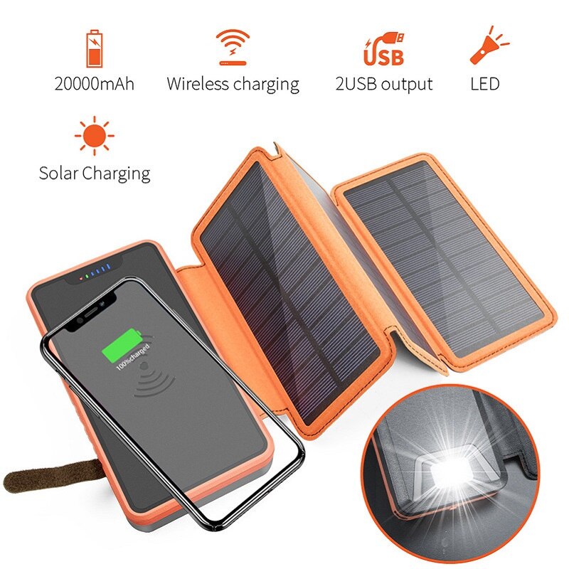 Chargeur Solaire 20000mAh Batterie Externe Solaire Portable - Téléphonie