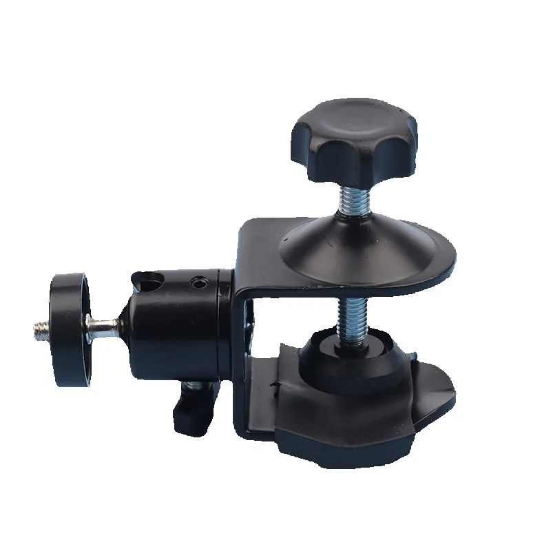 Morsetto in metallo con 360 ° Mini testa a sfera staffa a morsetto a sgancio rapido supporto per treppiede clip a vite 1/4 per fotocamera monitor microfono con luce flash