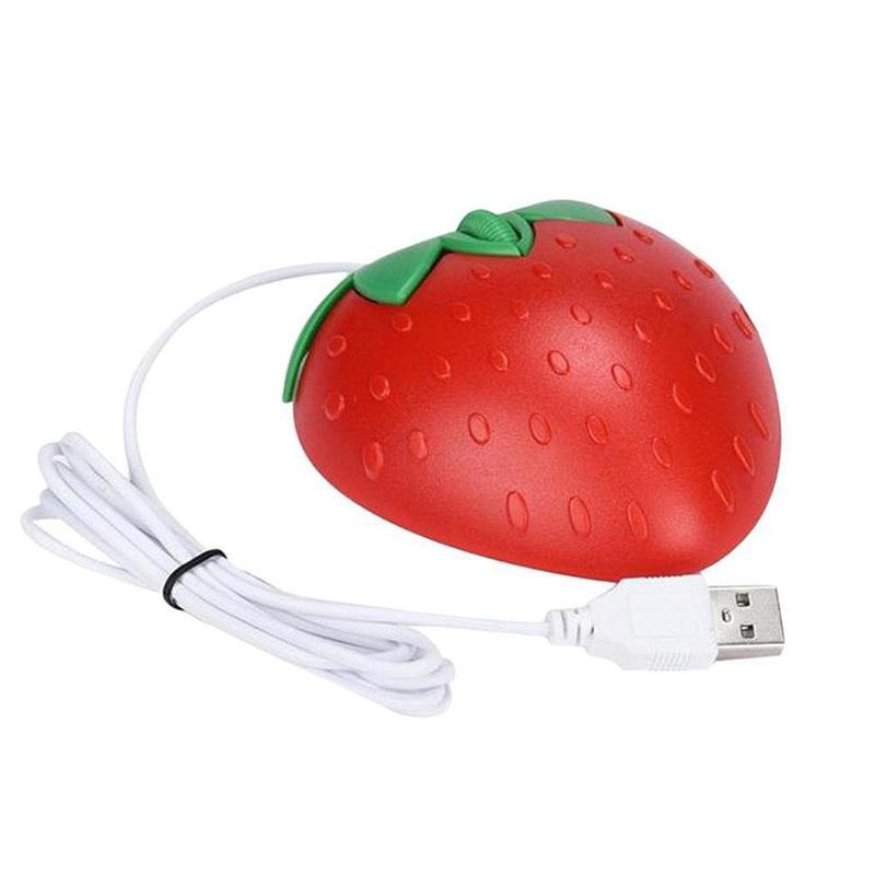 3D Mini Leuke Cartoon Aardbei Bedrade Muis USB Optische Muizen Voor Laptop PC Gamer Meisje Aardbei Muis Computer Muis Gaming: WHITE