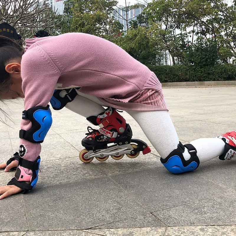 Børns rulleskøjter beskyttelsesudstyr sæt cykel knæ børn sportshjelm skridsikker udendørs håndled