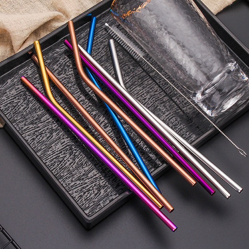 De utensilios de cocina de paja reutilizables para bebidas de acero inoxidable 304, accesorio multiuso para Bar o , herramientas para beber dobladas en 4 colores 1 Uds.