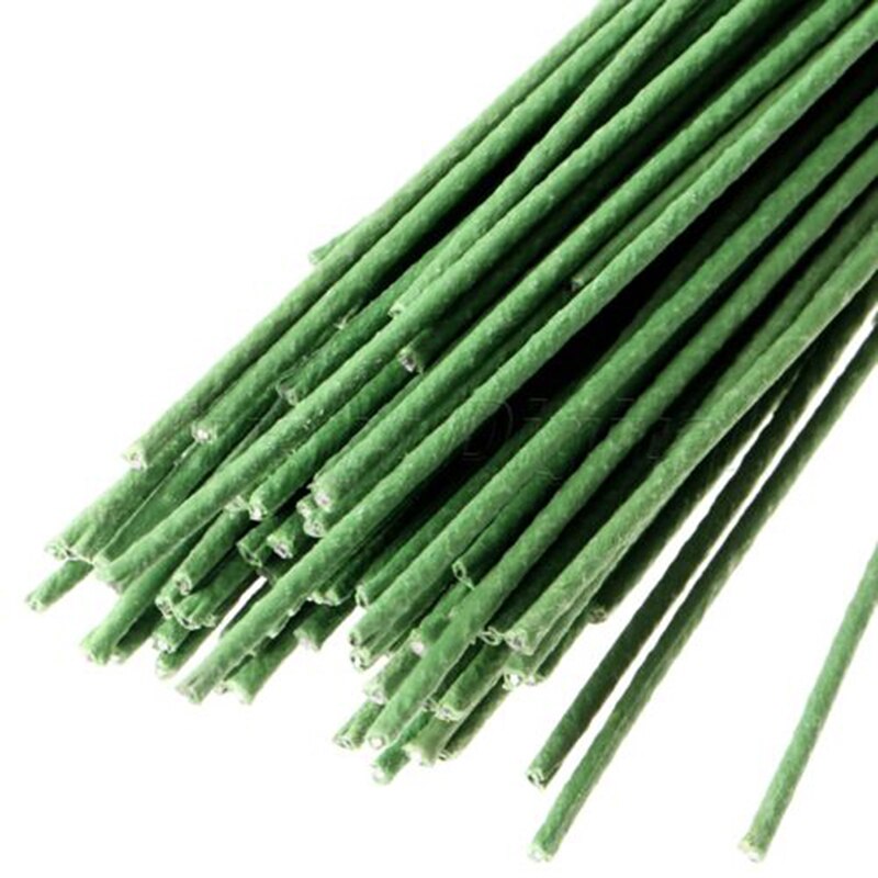 Green 12pcs/lot 60cm Iron Wire Plastic Florist Stub Stems Floral Wire Wedding Bridal Bouquet Craft Decor