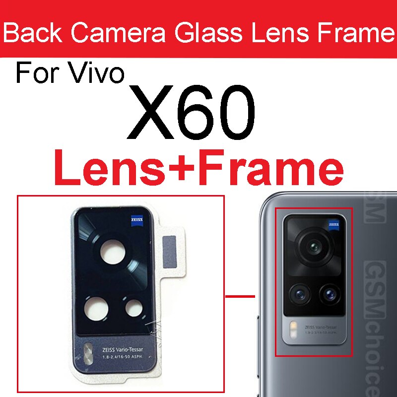 Soczewka aparatu tylnego obiektywu dla Vivo X50 X60 Pro X50 X60 Pro Plus aparat z tyłu obiektywu obudowa ramowa wspornik naklejki wymiana: X60 Black