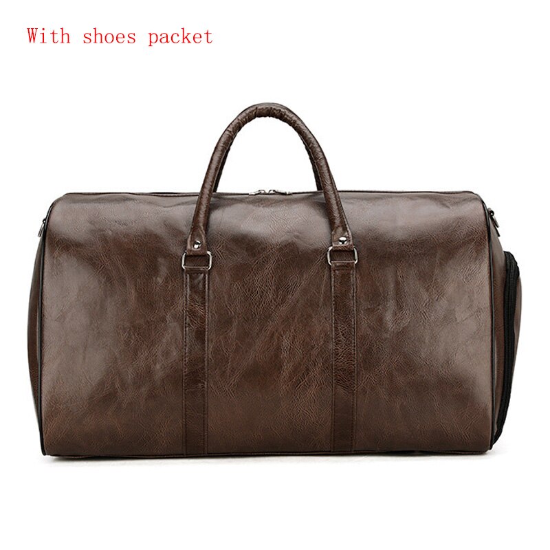 Borsa da viaggio ad alta capacità bagaglio Unisex per il tempo libero Fitness borsa da Weekend valigia da lavoro borse da viaggio in pelle morbida borse a tracolla: Size 2 Dk Brown