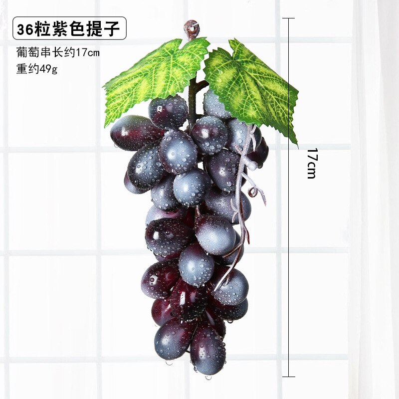Real Touch Kunstmatige Fruit Druiven Plastic Nep Bladeren Kerst Huis Tuin Bruiloft Decoratie Voedsel Fotografie Props: 36 Heads Purple