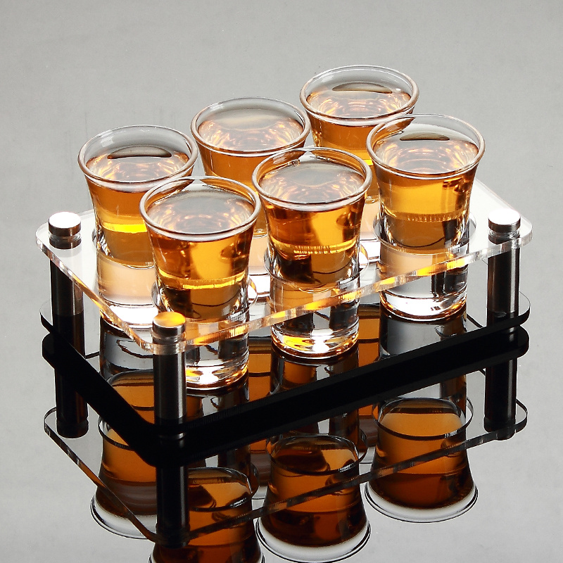 Spiritus shotglas sæt med holder hylde  b52 bomber regnbue cocktail vinglas husholdningsbar ktv club party bullet cup: B 6 kopper  (25ml)