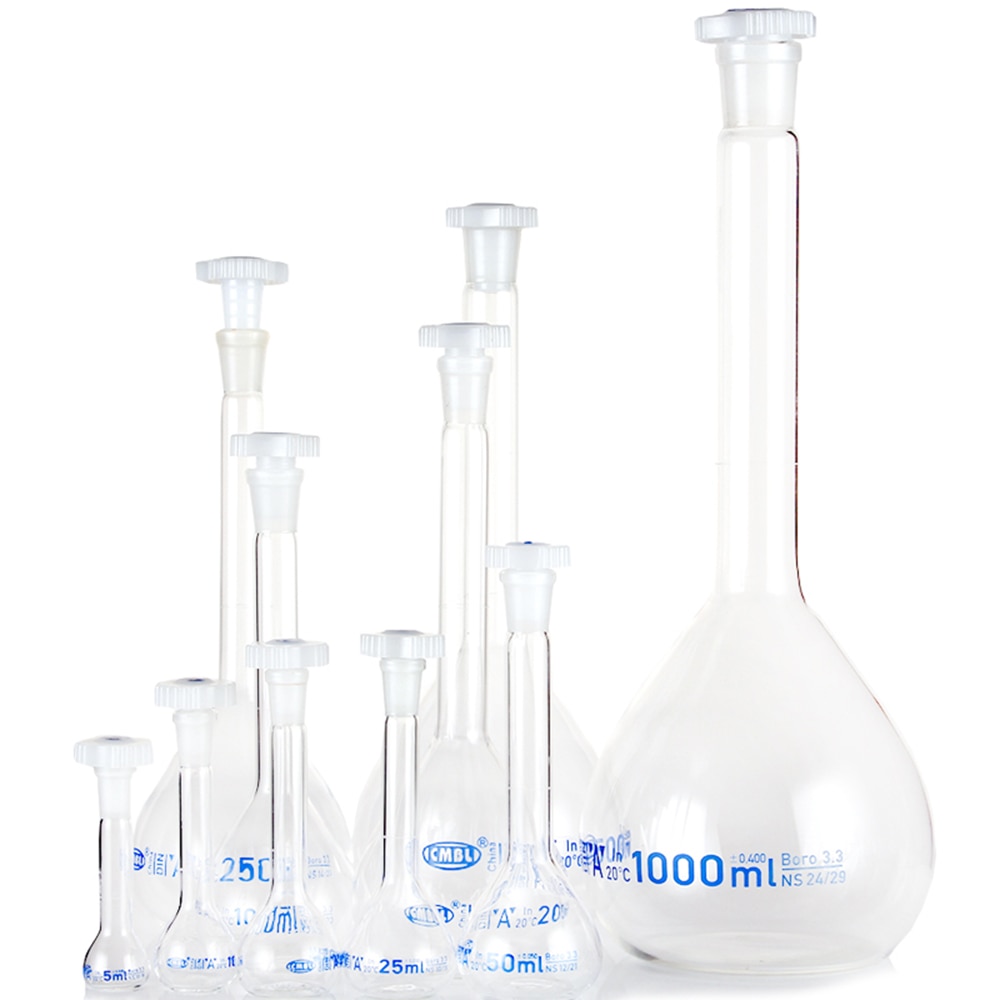 500ml Transparent Lab Borosilicate Glass Volumetric Flask with plastic Stopper Office Lab Chemistry Clear Glassware Supply