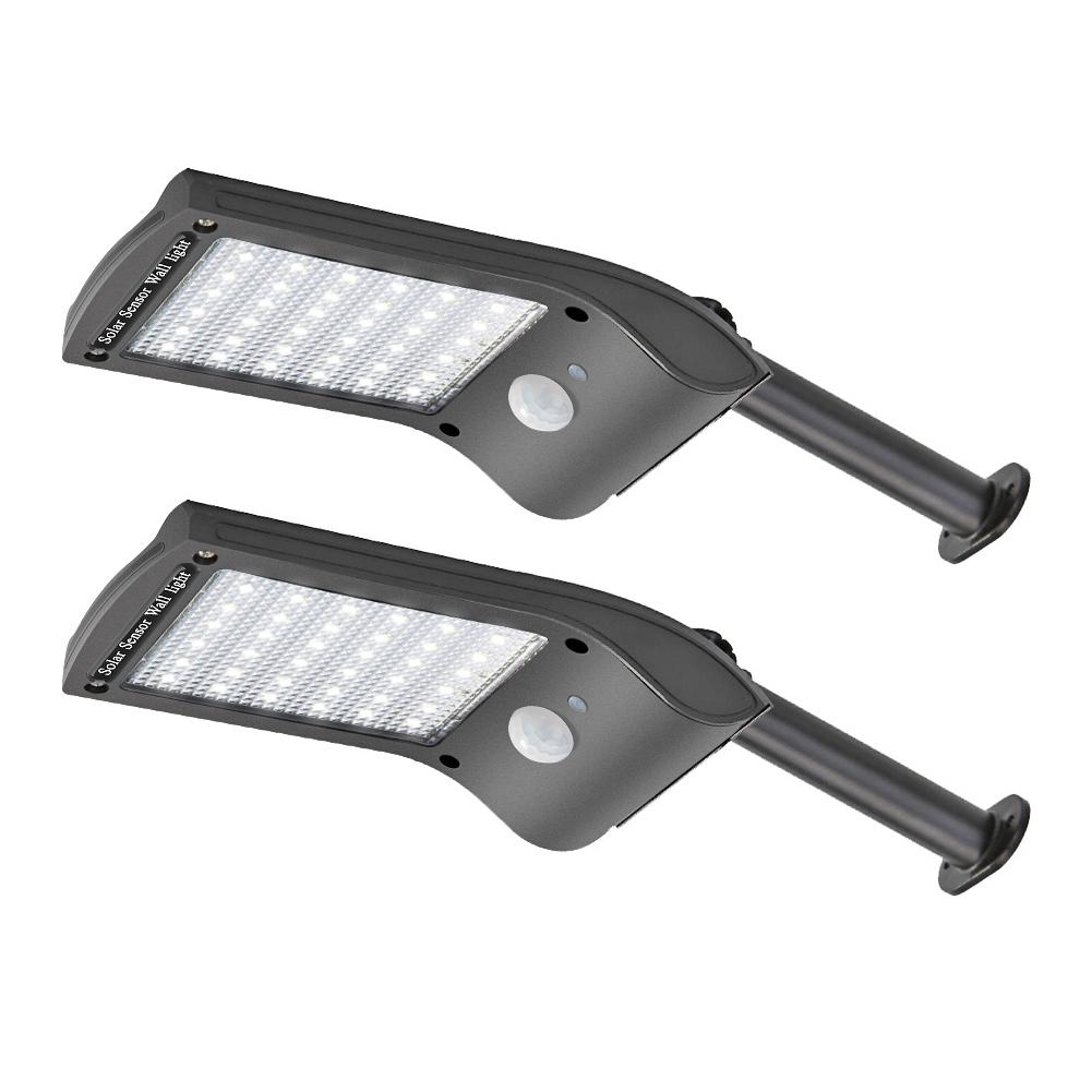 60 LED télécommande extérieure lampe solaire lumière PIR capteur de mouvement IP65 applique extérieure décoration de jardin rue lampes solaires: 36led 2pcs