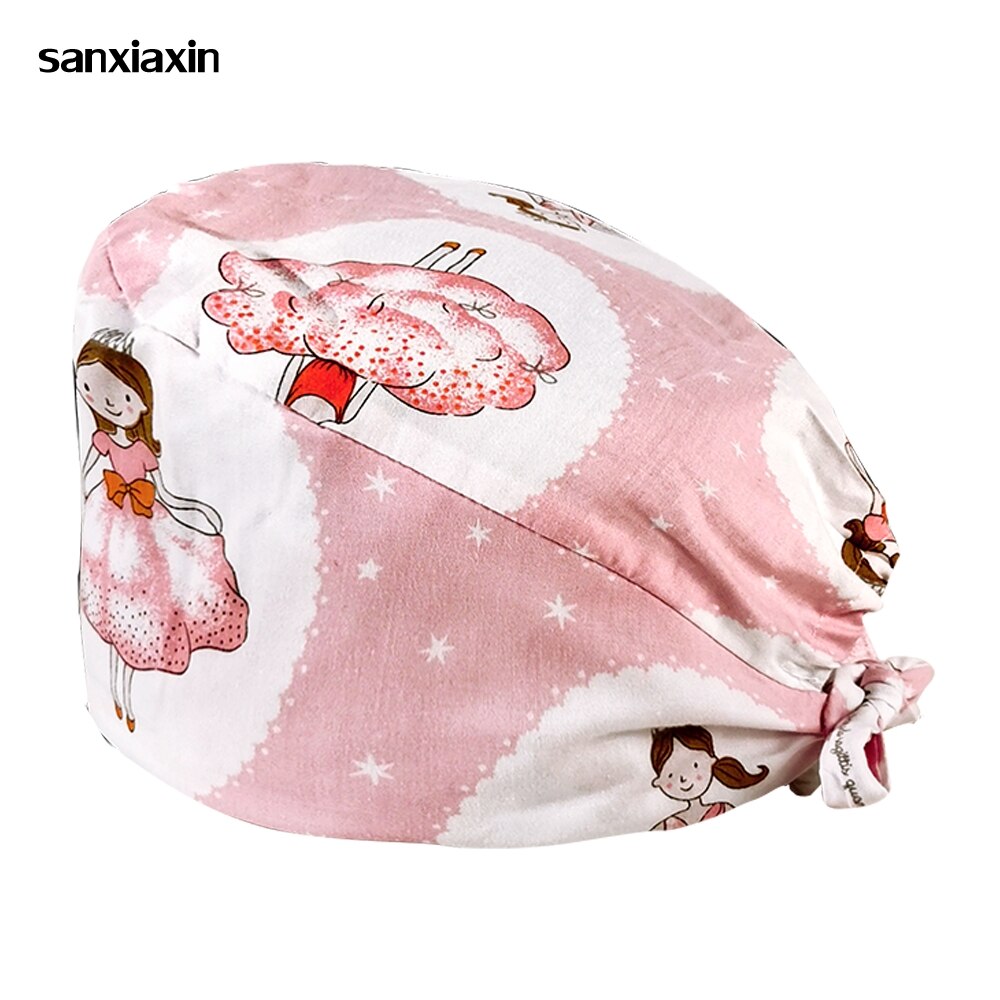 Cartoon dierenpatroon unisex matte petten laboratorium dierenwinkel werk verpleegkundige petten dokter en verpleegster katoenen chirurgische petten