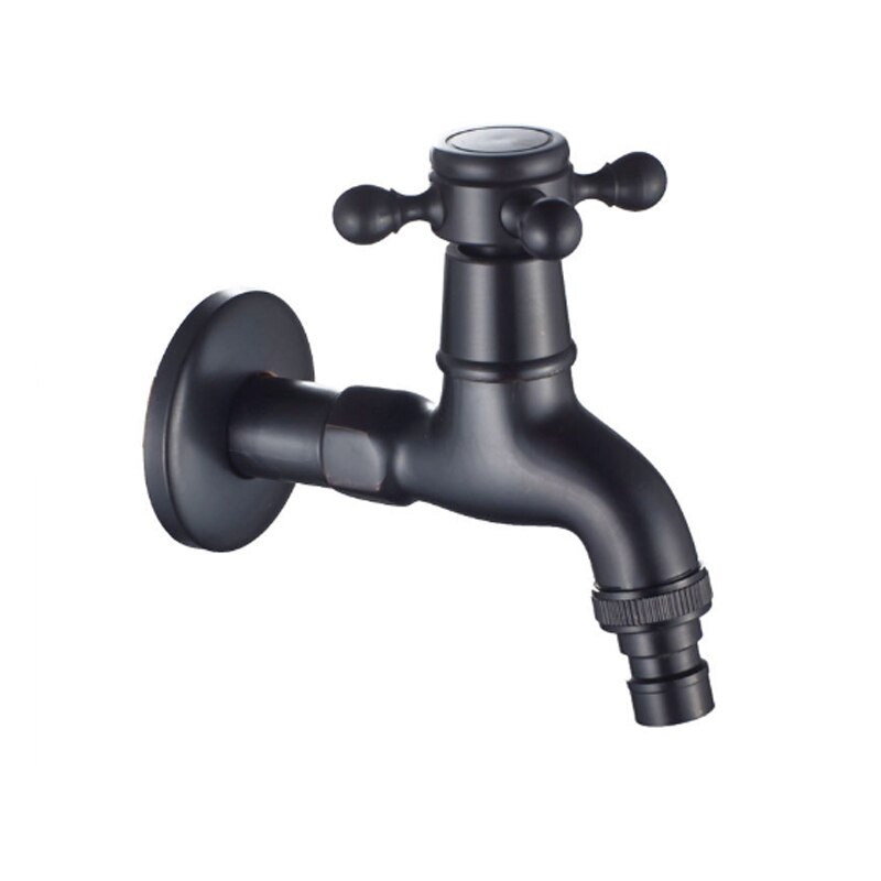 Black Washing Machine Tap Antique Brass Wall Mounted Single Cold Water Bibcock Kitchen Bathroom Basin Faucet Outdoor Garden Taps: Black A