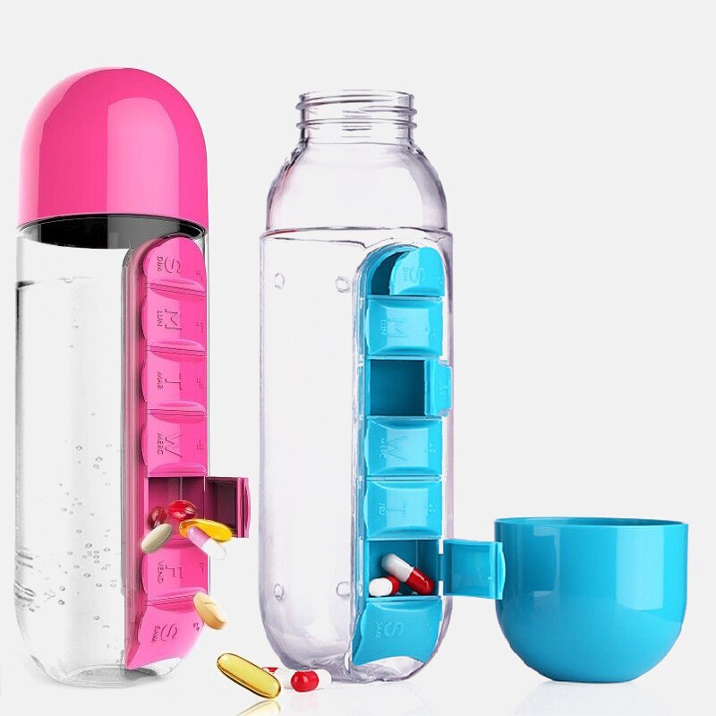 600 Ml Flessen Plastic Drink Fles Met Pil Reizen Box Organizer Drinken Mijn Drinkware Koffie & Thee Gereedschap. Hydro Kolf