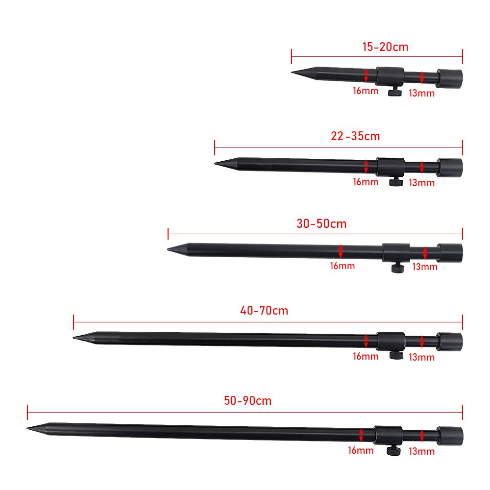 2 x karpe fiskebank pinner aluminium svart stang pod diameter 16mm fiske tilbehør